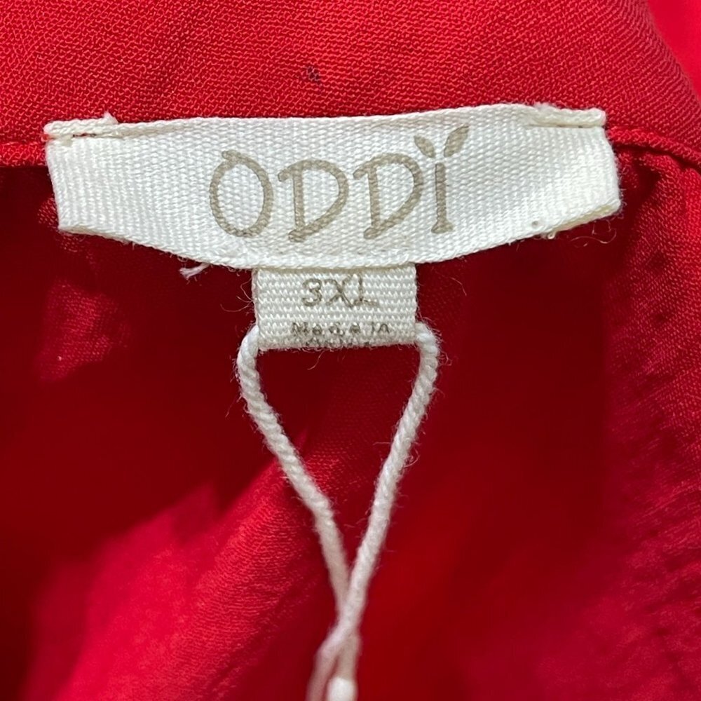 New Oddy One Shoulder One Sleeve Tunic Dress Red Knee Length Size 3XL - Picture 3 of 6